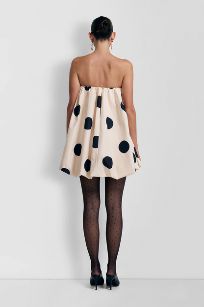 Gaia Bubble Dress - Cremefarben gepunktet