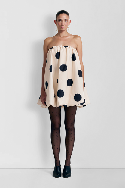 Gaia Bubble Dress - Cremefarben gepunktet