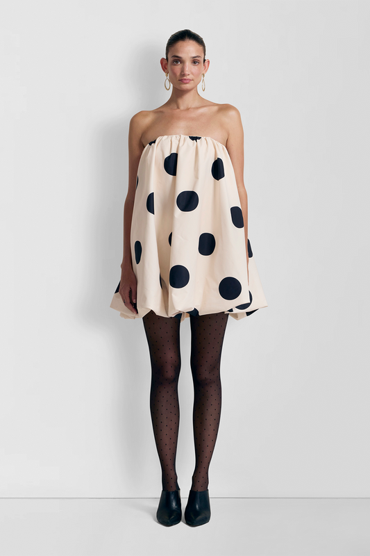Gaia Bubble Dress - Cremefarben gepunktet