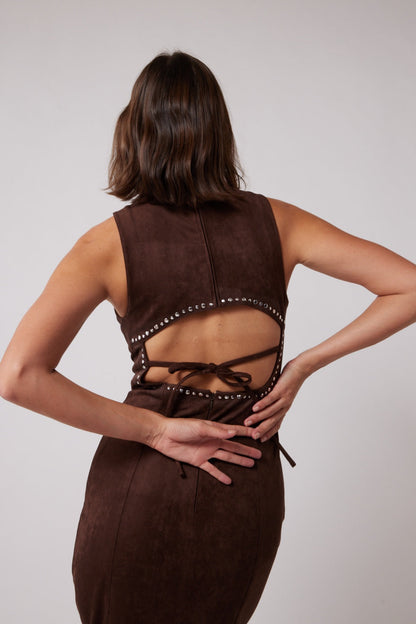 Mecca Stud Midikleid - Schokolade