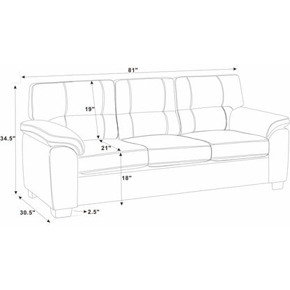 Three-Seat Leather Sofa - 30.5 D x 81 W x 34.5 H