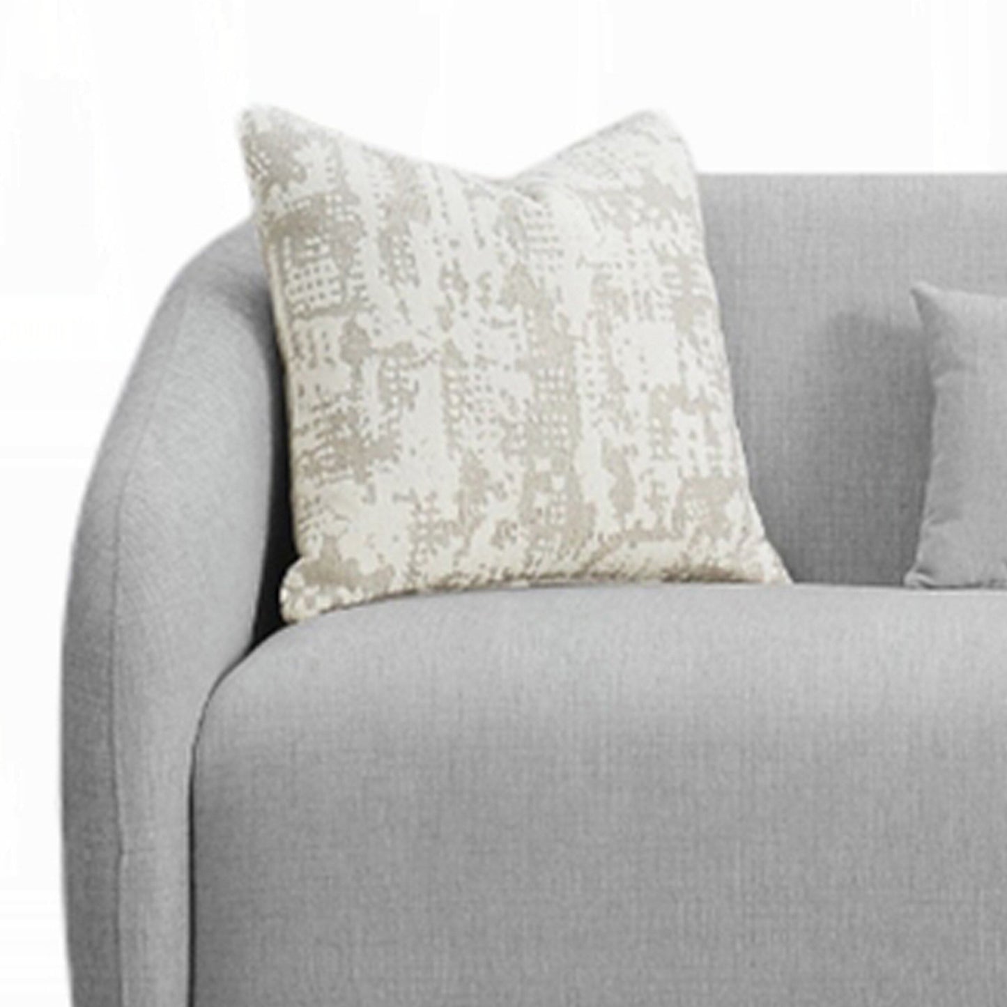 Tiena Sofa, 3 Accent Throw Pillows, Modern Light Gray Linen, 84 Inch