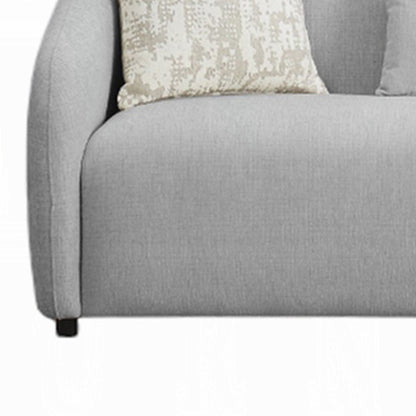 Tiena Sofa, 3 Accent Throw Pillows, Modern Light Gray Linen, 84 Inch