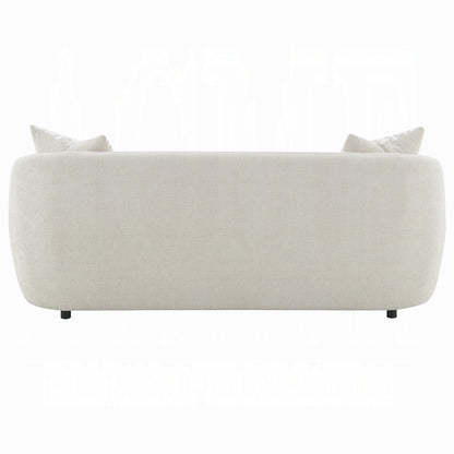 Tiena Sofa, 3 Accent Throw Pillows, Modern Warm Beige Linen, 84 Inch