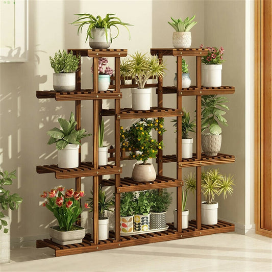 Gestufte große Pflanzenständer Holz Garten Pflanzenregal Blumentopfständer Regale