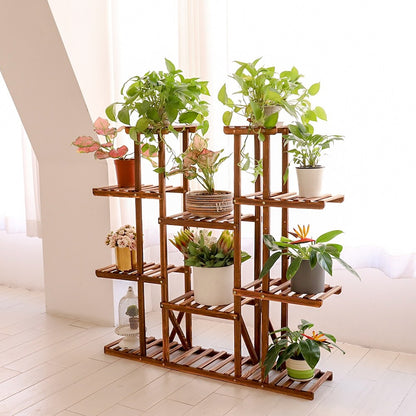 Gestufte große Pflanzenständer Holz Garten Pflanzenregal Blumentopfständer Regale