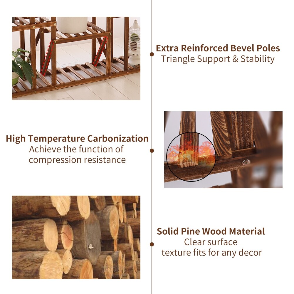 Gestufte große Pflanzenständer Holz Garten Pflanzenregal Blumentopfständer Regale
