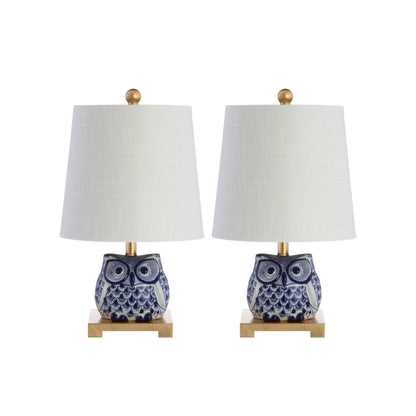 Tiki 16 Keramik-Mini-Tischlampe, Blau/Weiß (2er-Set) von JONATHAN Y