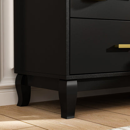 Timechee Kommode mit 6 Schubladen, 120 cm Breite, Doppelkommode, Beine aus Massivholz, Lackkommode