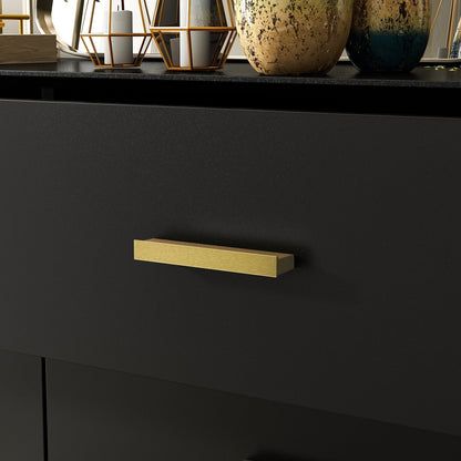 Timechee Kommode mit 6 Schubladen, 120 cm Breite, Doppelkommode, Beine aus Massivholz, Lackkommode