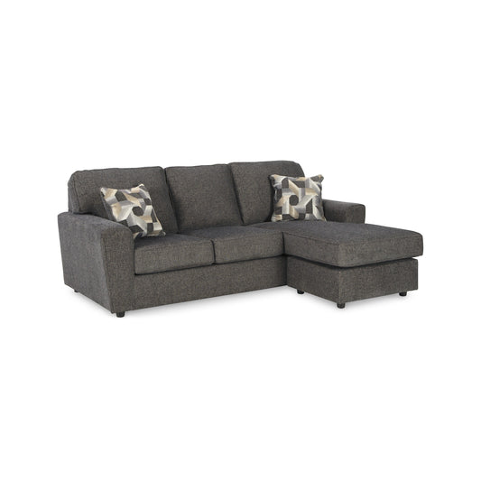 Timu L Shaped Sofa Chaise, 86 Inch, 2 Accent Pillows, Gray Polyester
