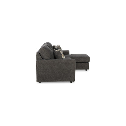 Timu L Shaped Sofa Chaise, 86 Inch, 2 Accent Pillows, Gray Polyester