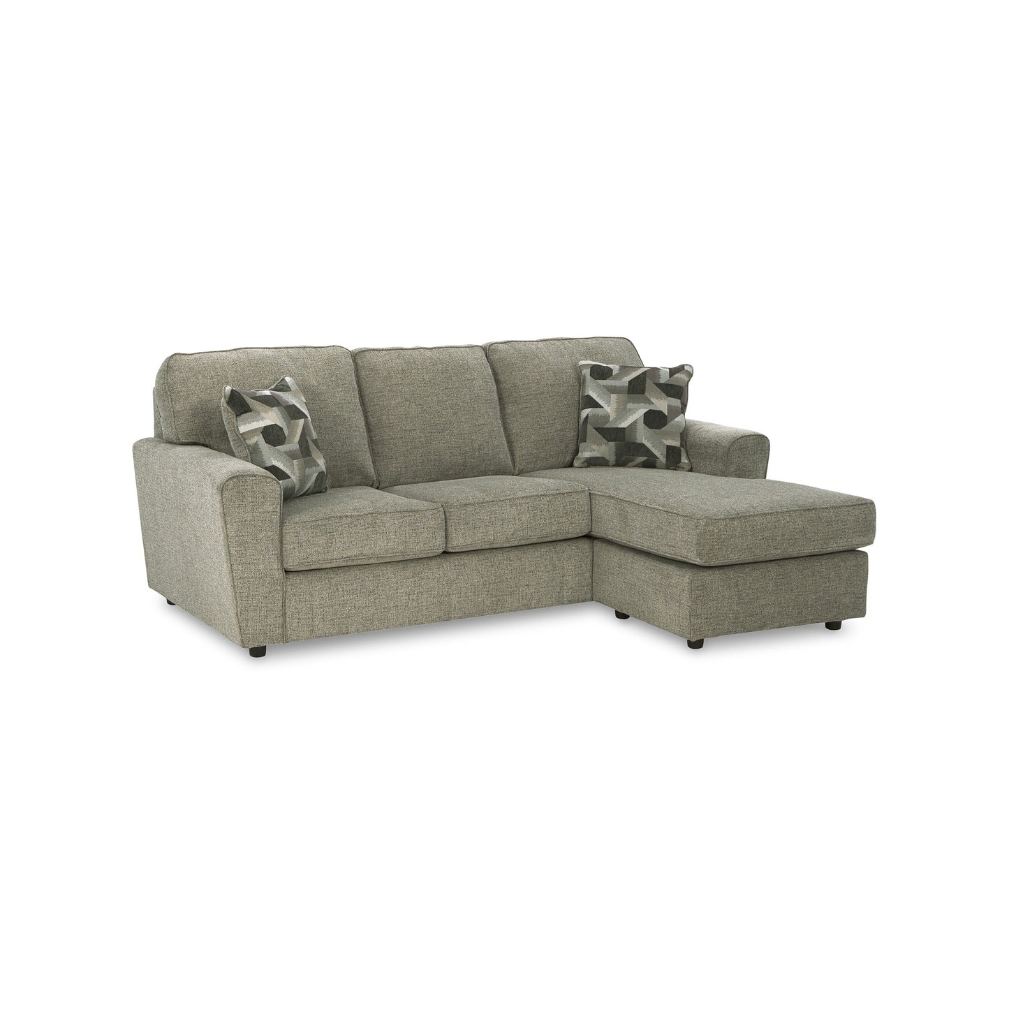 Timu L Shaped Sofa Chaise, 86 Inch, 2 Accent Pillows, Gray Polyester