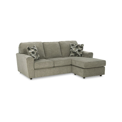 Timu L Shaped Sofa Chaise, 86 Inch, 2 Accent Pillows, Gray Polyester