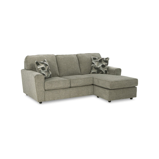 Timu L Shaped Sofa Chaise, 86 Inch, 2 Accent Pillows, Gray Polyester