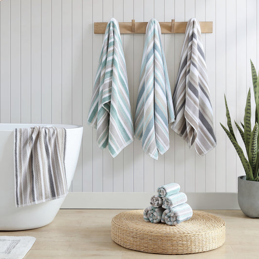 Tommy Bahama – 3-teiliges Handtuchset aus Baumwollfrottee mit Streifen „Ocean Bay“
