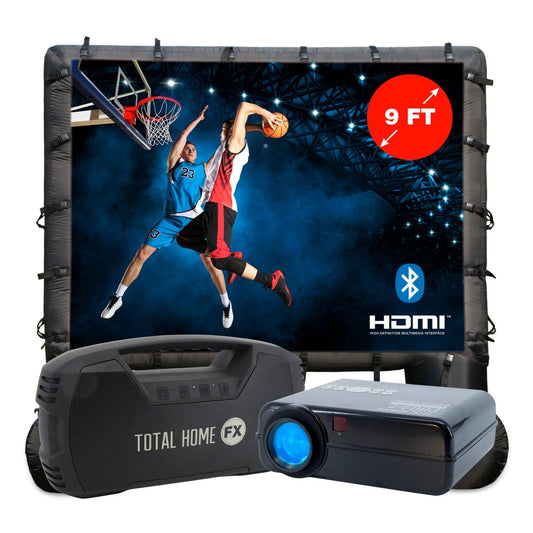 Total HomeFX 1500 Lumen Outdoor-Kino-Set mit aufblasbarer Leinwand