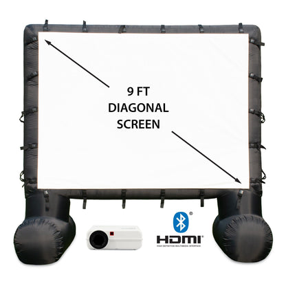 Total HomeFX 1500 Lumen Outdoor-Kino-Set mit aufblasbarer Leinwand