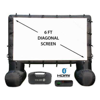 Total HomeFX 1500 Lumen Outdoor-Kino-Set mit aufblasbarer Leinwand