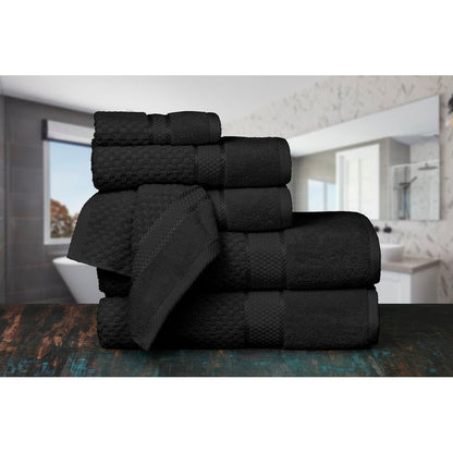 Handtuchset aus 6 Baumwoll-Popcorn-Textur von Ample Decor – 2Bad, 2Hand, 2Waschen