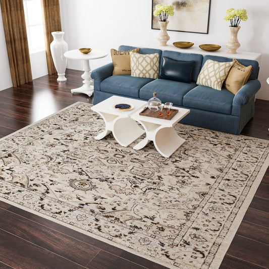 Traditional Cream/Beige Oriental Area Rug