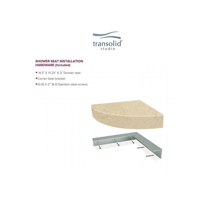 Transolid Studio Eck-Duschsitz aus massiver Oberfläche, wandmontiert, 35,6 x 35,6 cm, 14,5 x 14,25 x 3