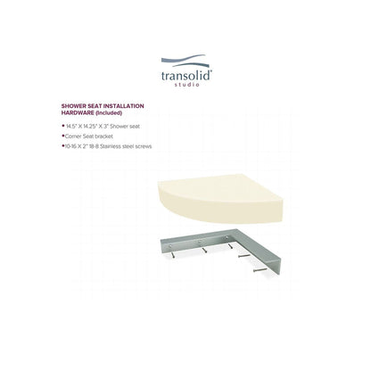 Transolid Studio Eck-Duschsitz aus massiver Oberfläche, wandmontiert, 35,6 x 35,6 cm, 14,5 x 14,25 x 3