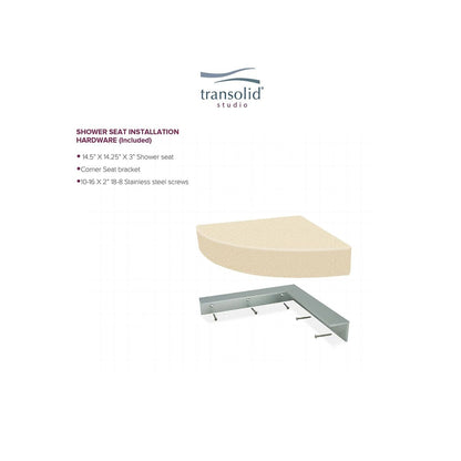 Transolid Studio Eck-Duschsitz aus massiver Oberfläche, wandmontiert, 35,6 x 35,6 cm, 14,5 x 14,25 x 3