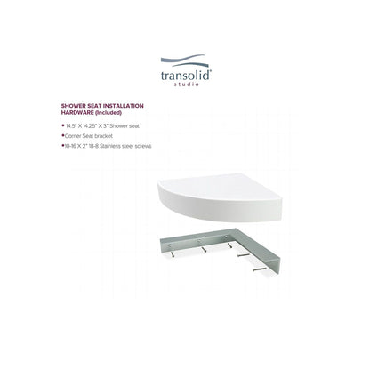Transolid Studio Eck-Duschsitz aus massiver Oberfläche, wandmontiert, 35,6 x 35,6 cm, 14,5 x 14,25 x 3