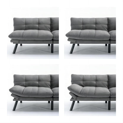 Trendy And Modern Style Grey Velvet Upholstered Sleeper Sofa Bed,2-Seater Adjustable Backrest Armless Sofa