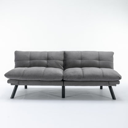 Trendy And Modern Style Grey Velvet Upholstered Sleeper Sofa Bed,2-Seater Adjustable Backrest Armless Sofa