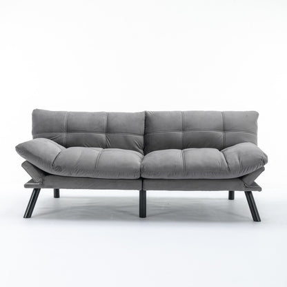 Trendy And Modern Style Grey Velvet Upholstered Sleeper Sofa Bed,2-Seater Adjustable Backrest Armless Sofa