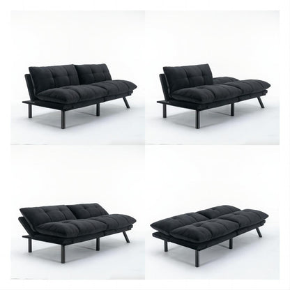 Trendy And Modern Style Grey Velvet Upholstered Sleeper Sofa Bed,2-Seater Adjustable Backrest Armless Sofa