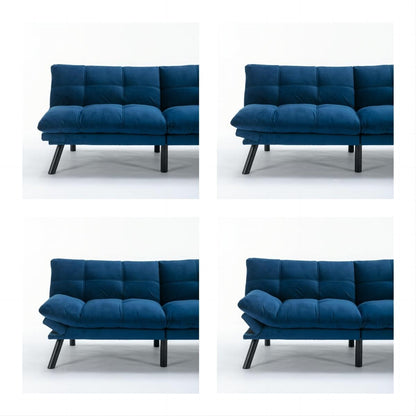 Trendy And Modern Style Grey Velvet Upholstered Sleeper Sofa Bed,2-Seater Adjustable Backrest Armless Sofa