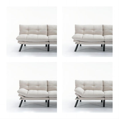 Trendy And Modern Style Grey Velvet Upholstered Sleeper Sofa Bed,2-Seater Adjustable Backrest Armless Sofa