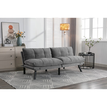 Trendy And Modern Style Grey Velvet Upholstered Sleeper Sofa Bed,2-Seater Adjustable Backrest Armless Sofa
