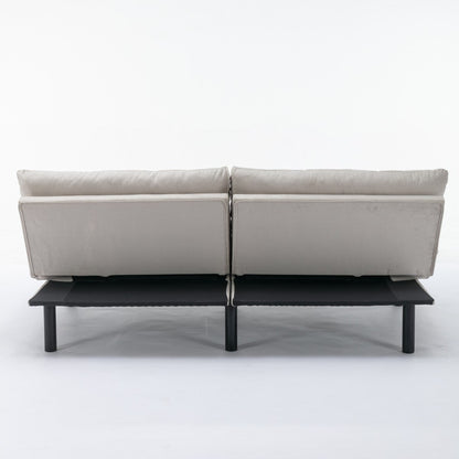 Trendy And Modern Style Grey Velvet Upholstered Sleeper Sofa Bed,2-Seater Adjustable Backrest Armless Sofa