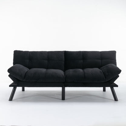 Trendy And Modern Style Grey Velvet Upholstered Sleeper Sofa Bed,2-Seater Adjustable Backrest Armless Sofa
