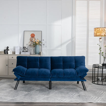 Trendy And Modern Style Grey Velvet Upholstered Sleeper Sofa Bed,2-Seater Adjustable Backrest Armless Sofa