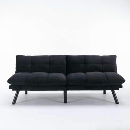 Trendy And Modern Style Grey Velvet Upholstered Sleeper Sofa Bed,2-Seater Adjustable Backrest Armless Sofa