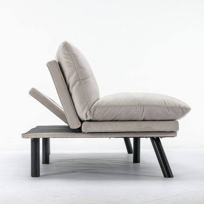 Trendy And Modern Style Grey Velvet Upholstered Sleeper Sofa Bed,2-Seater Adjustable Backrest Armless Sofa