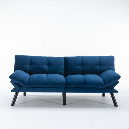 Trendy And Modern Style Grey Velvet Upholstered Sleeper Sofa Bed,2-Seater Adjustable Backrest Armless Sofa