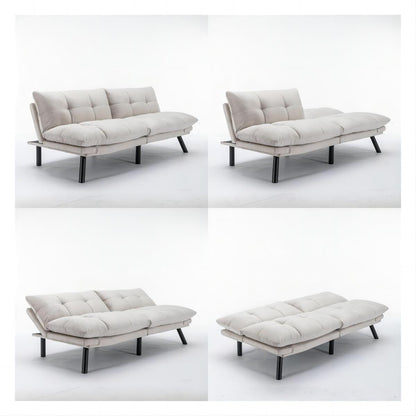 Trendy And Modern Style Grey Velvet Upholstered Sleeper Sofa Bed,2-Seater Adjustable Backrest Armless Sofa