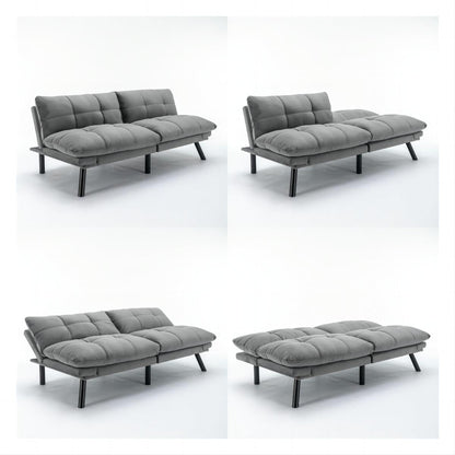 Trendy And Modern Style Grey Velvet Upholstered Sleeper Sofa Bed,2-Seater Adjustable Backrest Armless Sofa