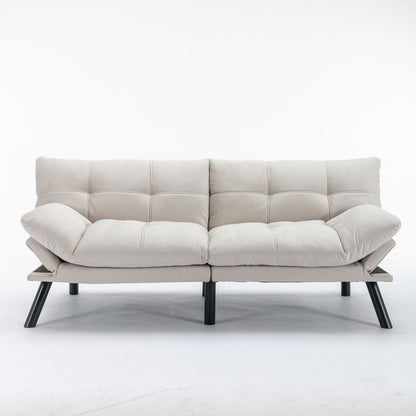 Trendy And Modern Style Grey Velvet Upholstered Sleeper Sofa Bed,2-Seater Adjustable Backrest Armless Sofa