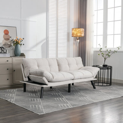 Trendy And Modern Style Grey Velvet Upholstered Sleeper Sofa Bed,2-Seater Adjustable Backrest Armless Sofa
