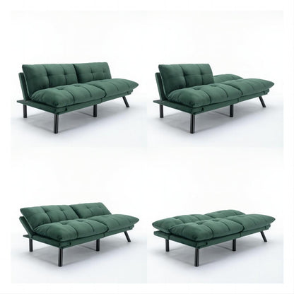 Trendy And Modern Style Grey Velvet Upholstered Sleeper Sofa Bed,2-Seater Adjustable Backrest Armless Sofa