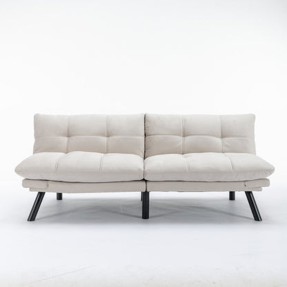 Trendy And Modern Style Grey Velvet Upholstered Sleeper Sofa Bed,2-Seater Adjustable Backrest Armless Sofa