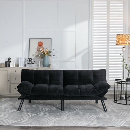 Trendy And Modern Style Grey Velvet Upholstered Sleeper Sofa Bed,2-Seater Adjustable Backrest Armless Sofa