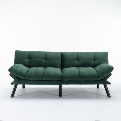 Trendy And Modern Style Grey Velvet Upholstered Sleeper Sofa Bed,2-Seater Adjustable Backrest Armless Sofa